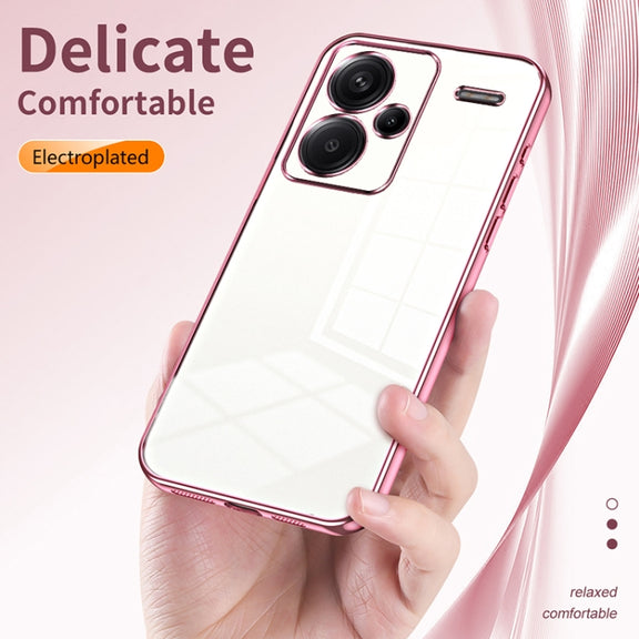 For Xiaomi Redmi Note 13 Pro+ Transparent Plating Fine Hole Phone Case(Gold)