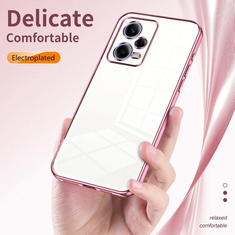 For Xiaomi Redmi Note 12 Pro 5G Transparent Plating Fine Hole Phone Case(Purple)