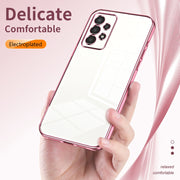 For Samsung Galaxy A13 4G Transparent Plating Fine Hole Phone Case(Gold)