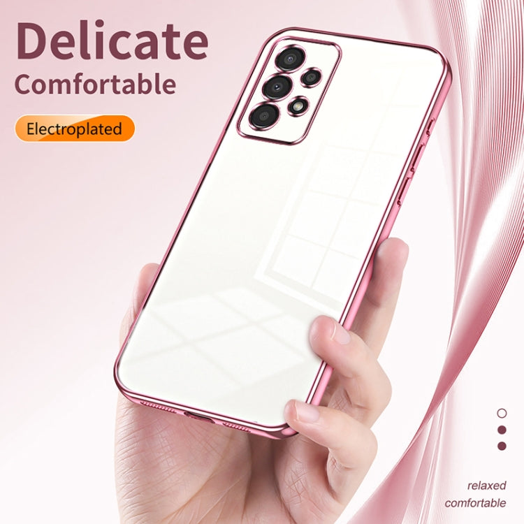 For Samsung Galaxy A13 4G Transparent Plating Fine Hole Phone Case(Blue)