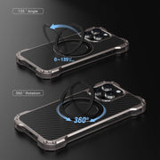 For iPhone 13 R-JUST RJ51-1 Hollow Rotating Holder MagSafe Magnetic Metal Phone Case(Silver Grey)