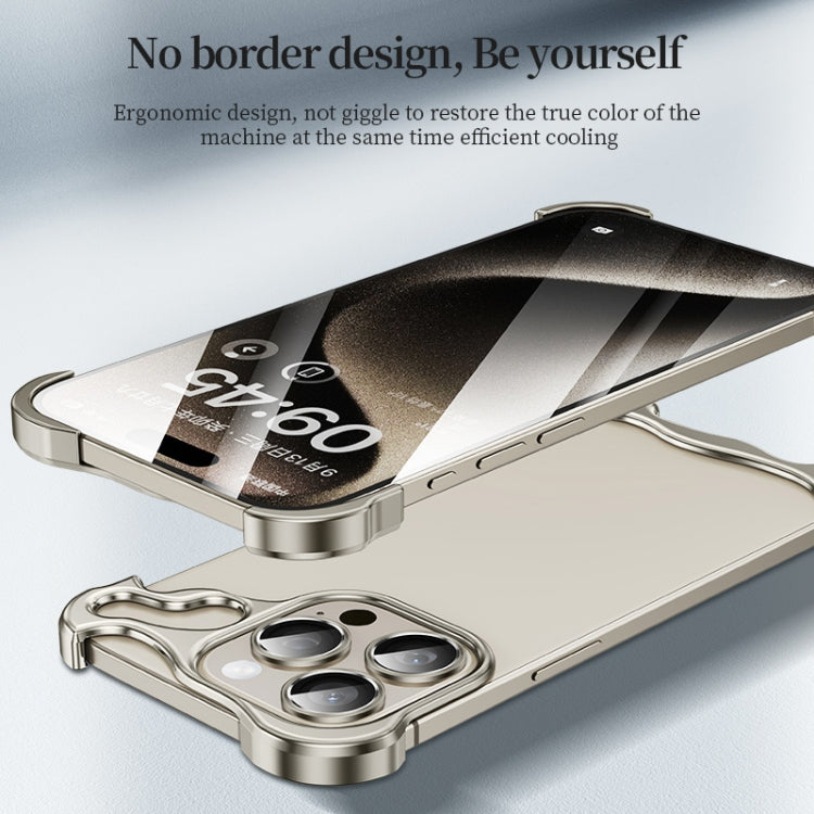 For iPhone 14 Plus Frameless Metal Corner Pad Phone Case with Lens Film(Purple)