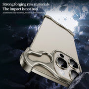 For iPhone 14 Plus Frameless Metal Corner Pad Phone Case with Lens Film(Grey)