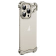 For iPhone 14 Pro Max Frameless Metal Corner Pad Phone Case with Lens Film(Grey) - iPhone 14 Pro Max Cases by PMC TechLife | Online Shopping South Africa | PMC TechLife | Buy Now Pay Later Mobicred