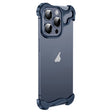 For iPhone 13 Pro Max Frameless Metal Corner Pad Phone Case with Lens Film(Blue) - iPhone 13 Pro Max Cases by PMC TechLife | Online Shopping South Africa | PMC TechLife | Buy Now Pay Later Mobicred