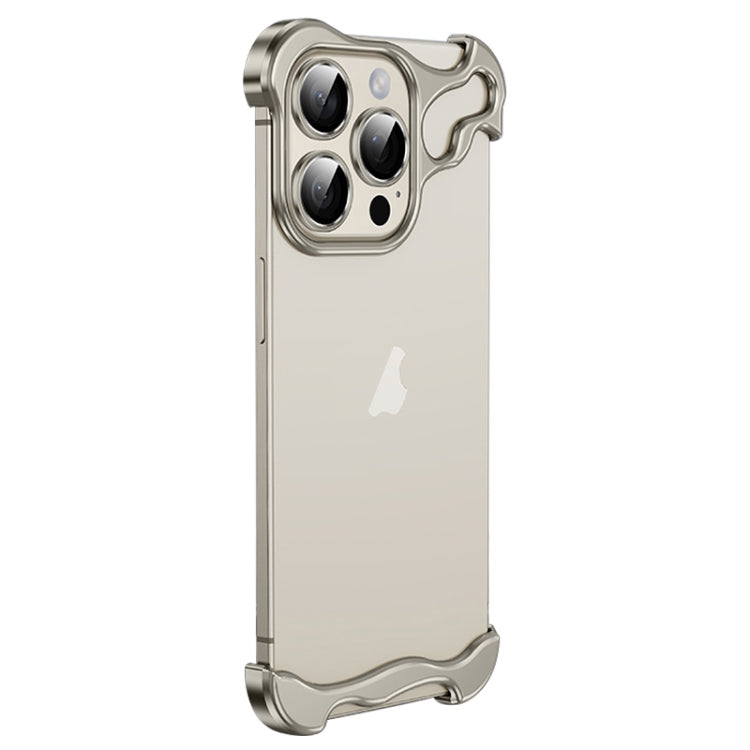 For iPhone 13 Pro Frameless Metal Corner Pad Phone Case with Lens Film(Grey)