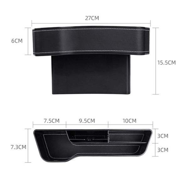 Car Multi-functional Console Box Cup Holder Seat Gap Side Storage Box, Leather Style, Color:Beige(Main Driver Seat)