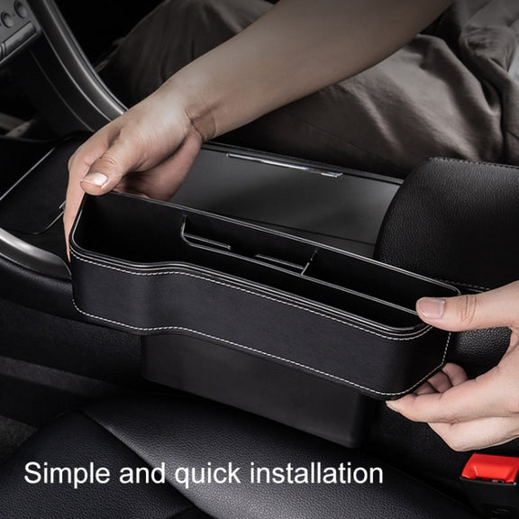 Car Multi-functional Console Box Cup Holder Seat Gap Side Storage Box, Leather Style, Color:Beige(Main Driver Seat)
