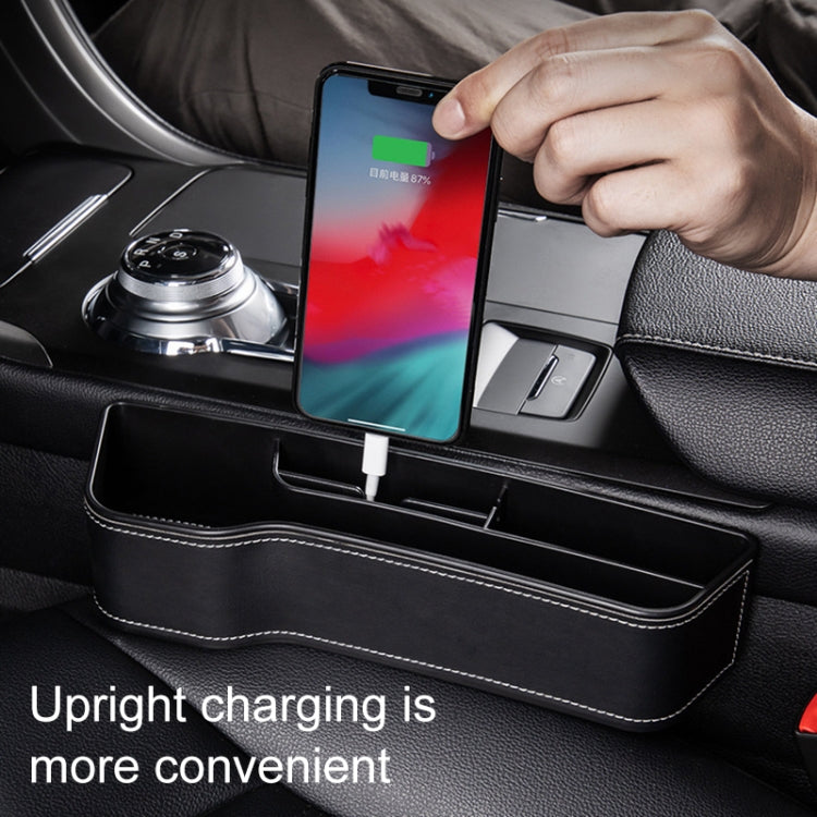 Car Multi-functional Console Box Cup Holder Seat Gap Side Storage Box, Leather Style, Color:Beige(Main Driver Seat)
