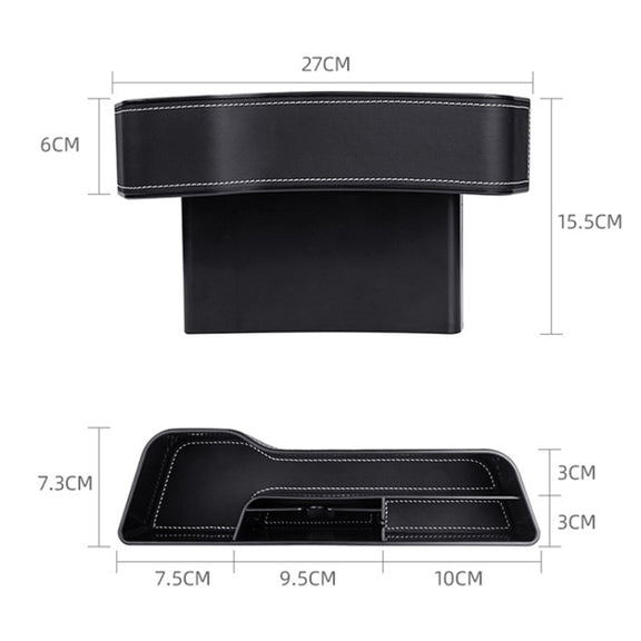 Car Multi-functional Console Box Cup Holder Seat Gap Side Storage Box, Leather Style, Color:Beige(Front Passenger Seat)