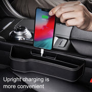 Car Multi-functional Console Box Cup Holder Seat Gap Side Storage Box, Leather Style, Color:Beige(Front Passenger Seat)