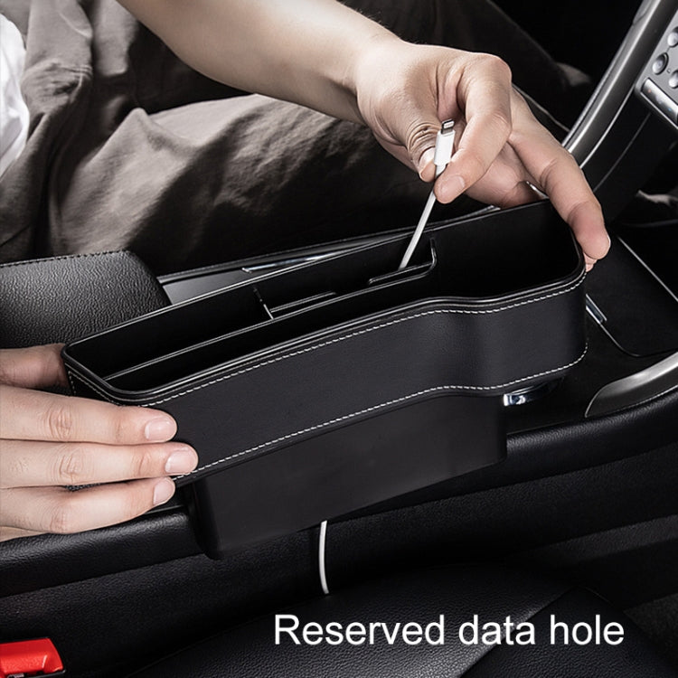Car Multi-functional Console Box Cup Holder Seat Gap Side Storage Box, Leather Style, Color:Brown(Main Driver Seat)