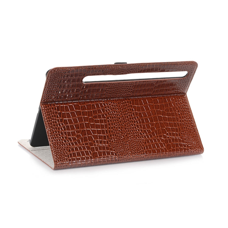 For Samsung Galaxy Tab S9 FE Crocodile Texture Leather Tablet Case(Brown)