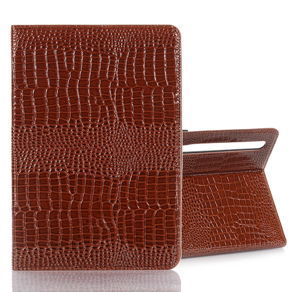 For Samsung Galaxy Tab S9 FE Crocodile Texture Leather Tablet Case(Brown)