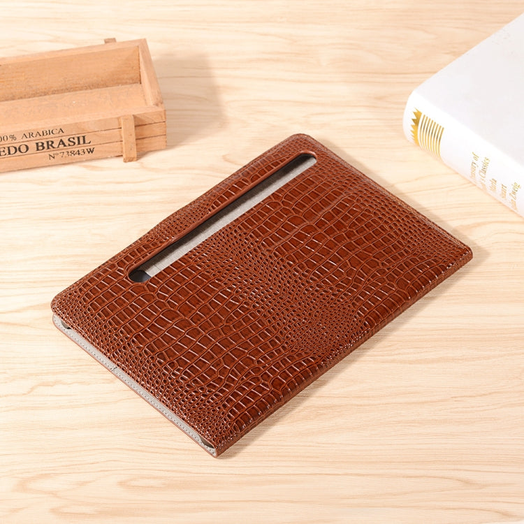 For Samsung Galaxy Tab S9 Crocodile Texture Leather Tablet Case(Brown)