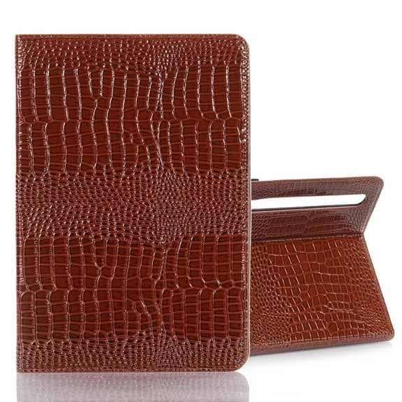For Samsung Galaxy Tab S9 Crocodile Texture Leather Tablet Case(Brown)