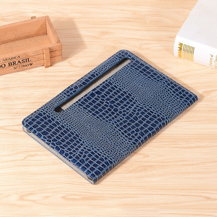 For Samsung Galaxy Tab S9 Crocodile Texture Leather Tablet Case(Blue)