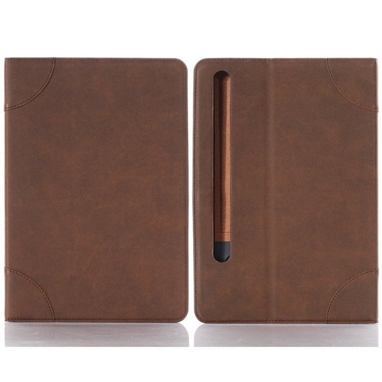 For Samsung Galaxy Tab S9 Retro Book Leather Tablet Case(Dark Brown)