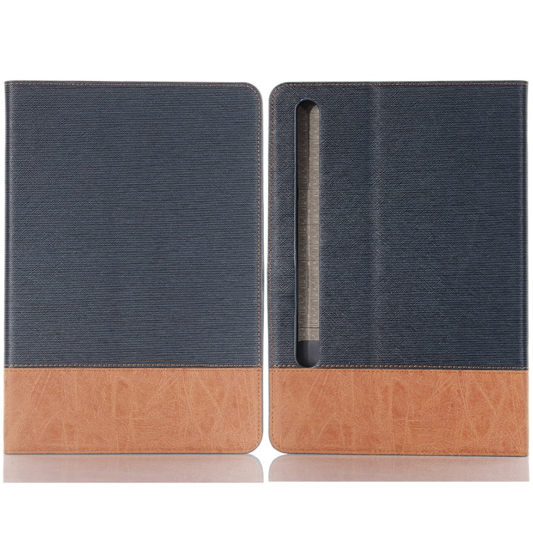 For Samsung Galaxy Tab S9 FE Cross Texture Stitching Leather Tablet Case(Dark Blue)