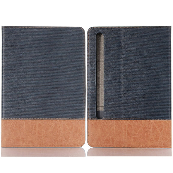 For Samsung Galaxy Tab S9 FE Cross Texture Stitching Leather Tablet Case(Dark Blue)