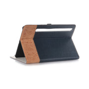 For Samsung Galaxy Tab S9 FE Cross Texture Stitching Leather Tablet Case(Dark Blue)