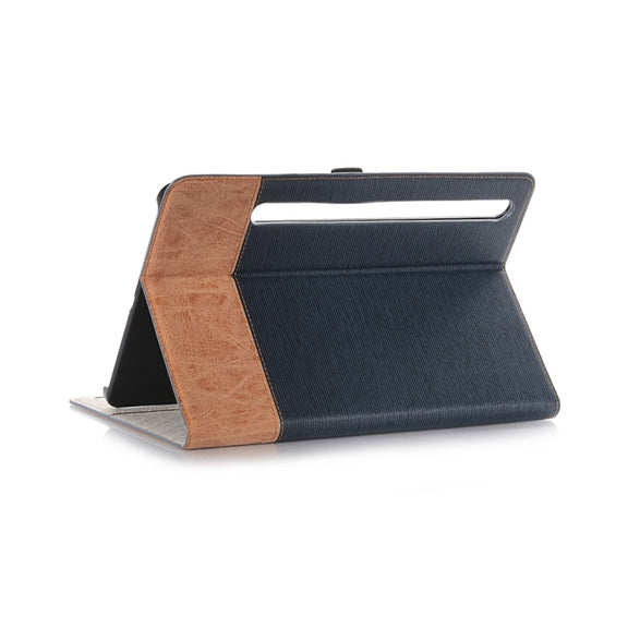 For Samsung Galaxy Tab S9 FE Cross Texture Stitching Leather Tablet Case(Dark Blue)