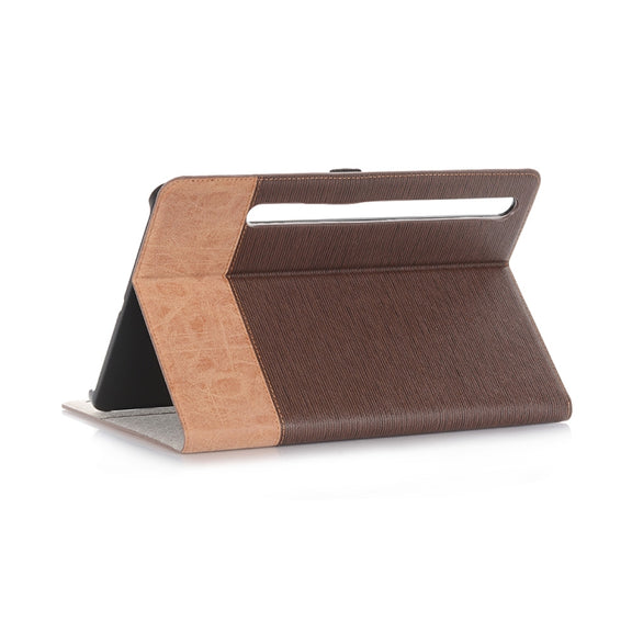 For Samsung Galaxy Tab S9 FE Cross Texture Stitching Leather Tablet Case(Dark Brown)