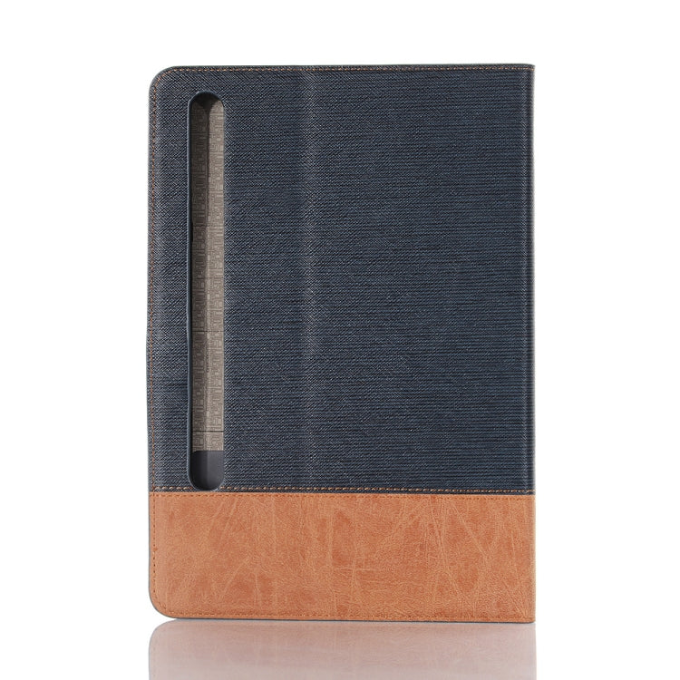 For Samsung Galaxy Tab S9 Cross Texture Stitching Leather Tablet Case(Dark Blue)