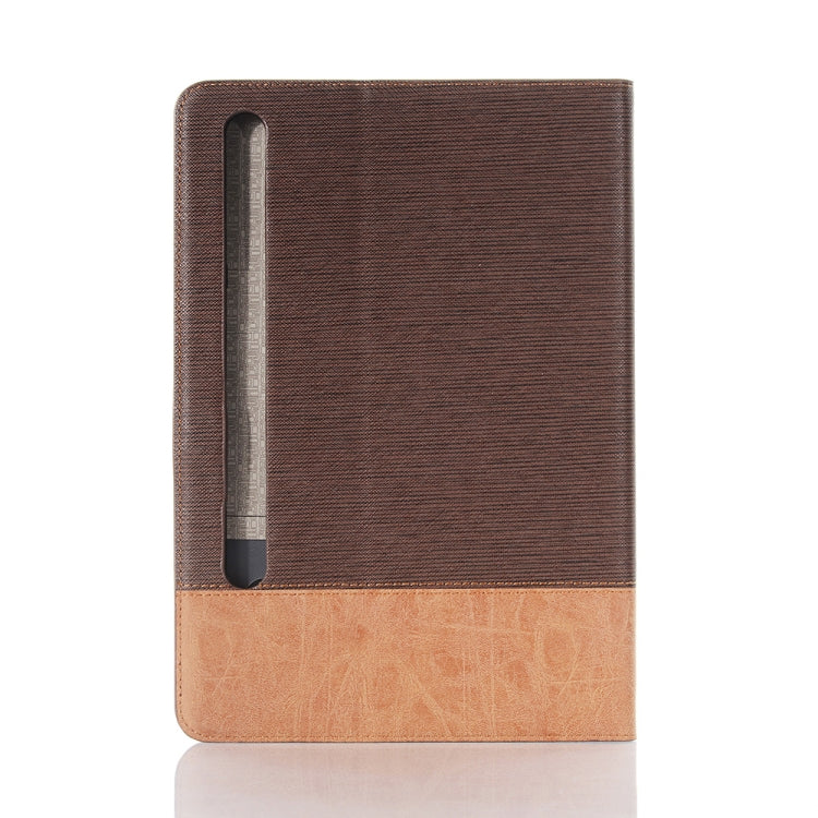 For Samsung Galaxy Tab S9 Cross Texture Stitching Leather Tablet Case(Dark Brown)