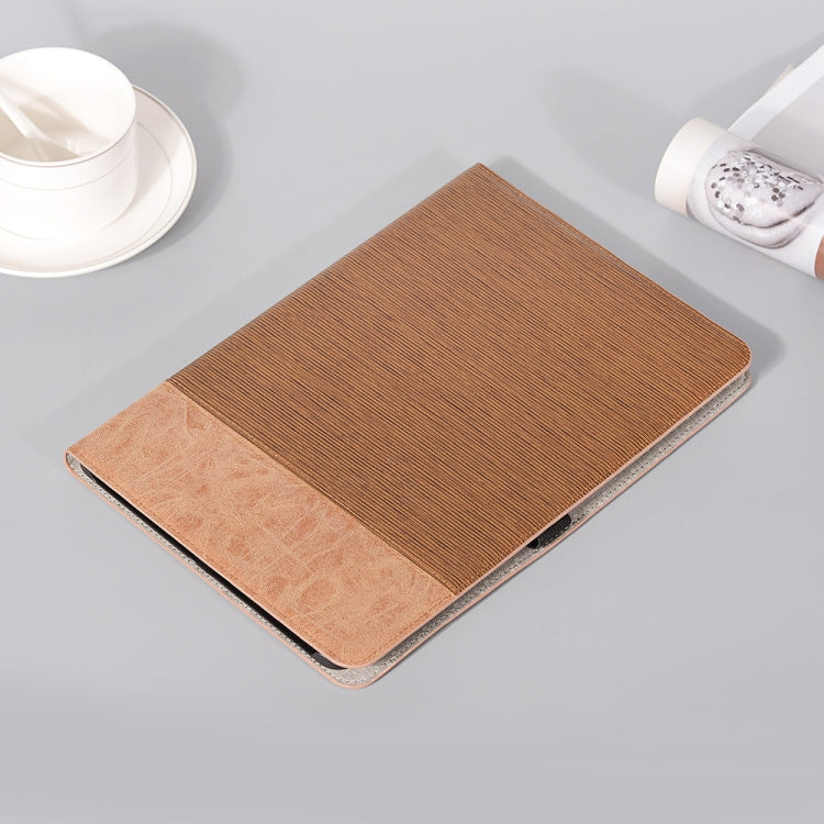 For Samsung Galaxy Tab S9 Cross Texture Stitching Leather Tablet Case(Light Brown)
