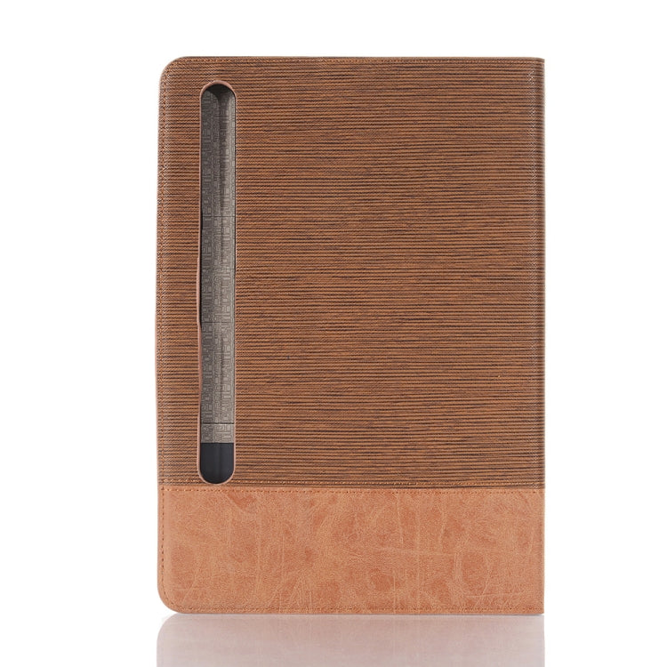 For Samsung Galaxy Tab S9 Cross Texture Stitching Leather Tablet Case(Light Brown)