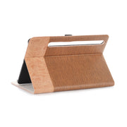 For Samsung Galaxy Tab S9 Cross Texture Stitching Leather Tablet Case(Light Brown)