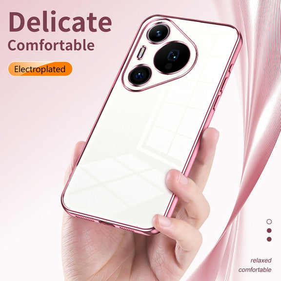 For Huawei Pura 70 Pro Transparent Plating Fine Hole Phone Case(Green)