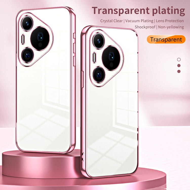 For Huawei Pura 70 Pro Transparent Plating Fine Hole Phone Case(Silver)