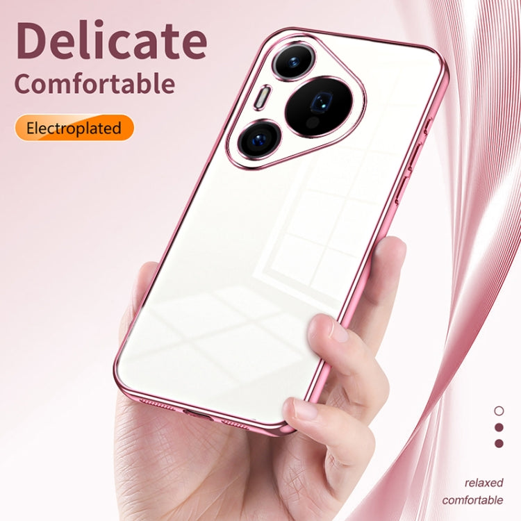 For Huawei Pura 70 Pro Transparent Plating Fine Hole Phone Case(Silver)