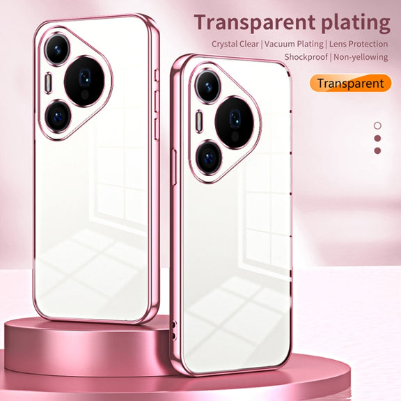 For Huawei Pura 70 Pro Transparent Plating Fine Hole Phone Case(Black)