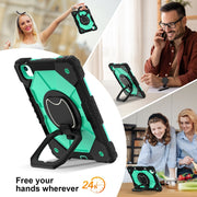 For iPad Air 11 2024 Contrast Color Robot Silicone Hybrid PC Tablet Case(Black Mint Green)