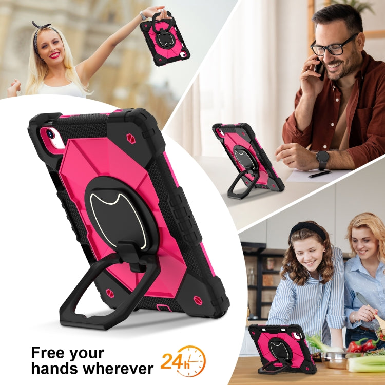 For iPad Air 11 2024 Contrast Color Robot Silicone Hybrid PC Tablet Case(Black Rose Red)