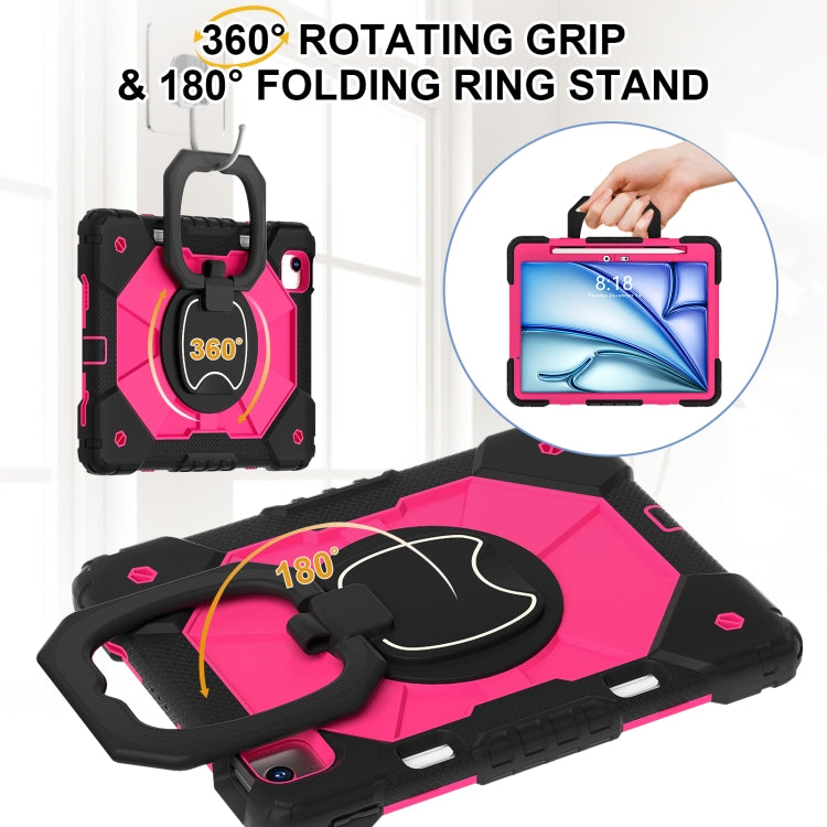 For iPad Air 11 2024 Contrast Color Robot Silicone Hybrid PC Tablet Case(Black Rose Red)
