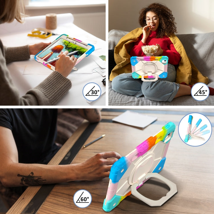For iPad Air 11 2024 Contrast Color Robot Silicone Hybrid PC Tablet Case(Colorful Blue)