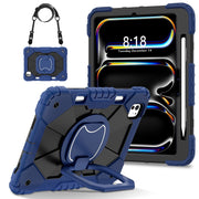 For iPad Pro 11 2024 Contrast Color Robot Silicone Hybrid PC Tablet Case(Navy Black)