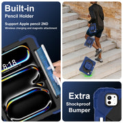 For iPad Pro 11 2024 Contrast Color Robot Silicone Hybrid PC Tablet Case(Navy Black)