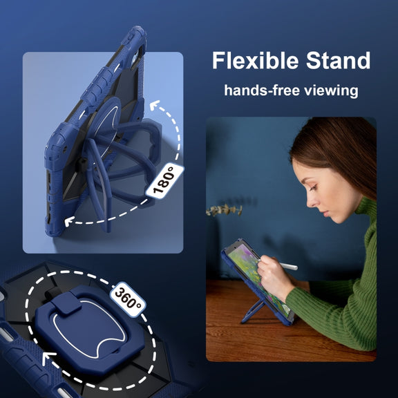 For iPad Pro 11 2024 Contrast Color Robot Silicone Hybrid PC Tablet Case(Navy Black)