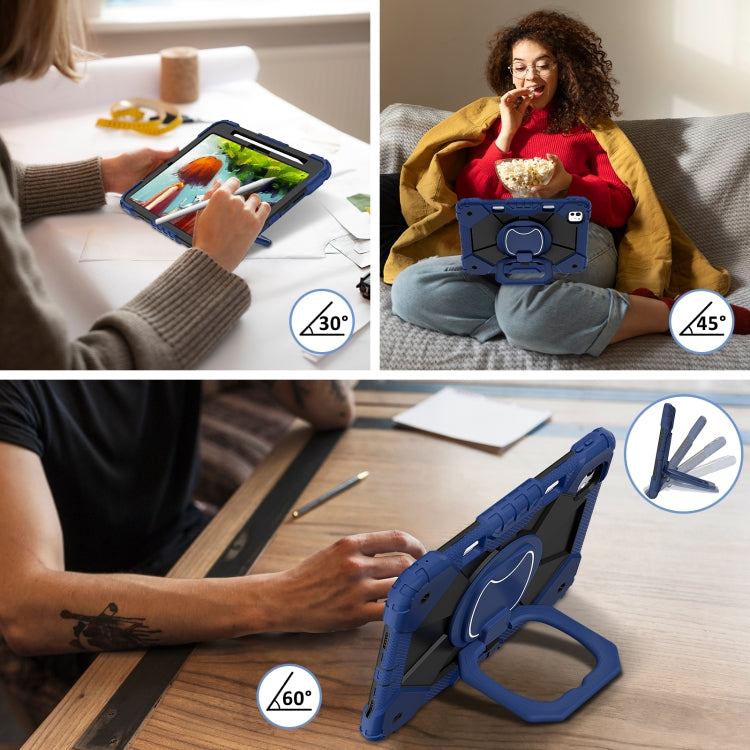 For iPad Pro 11 2024 Contrast Color Robot Silicone Hybrid PC Tablet Case(Navy Black)