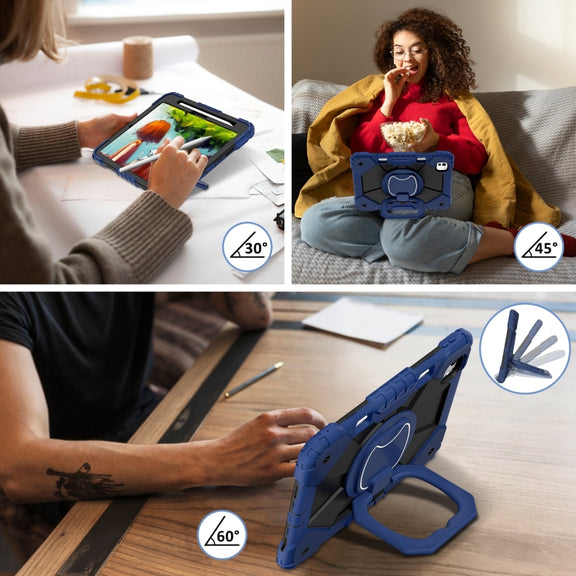For iPad Pro 11 2024 Contrast Color Robot Silicone Hybrid PC Tablet Case(Navy Black)