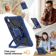 For iPad Pro 11 2024 Contrast Color Robot Silicone Hybrid PC Tablet Case(Navy Black)