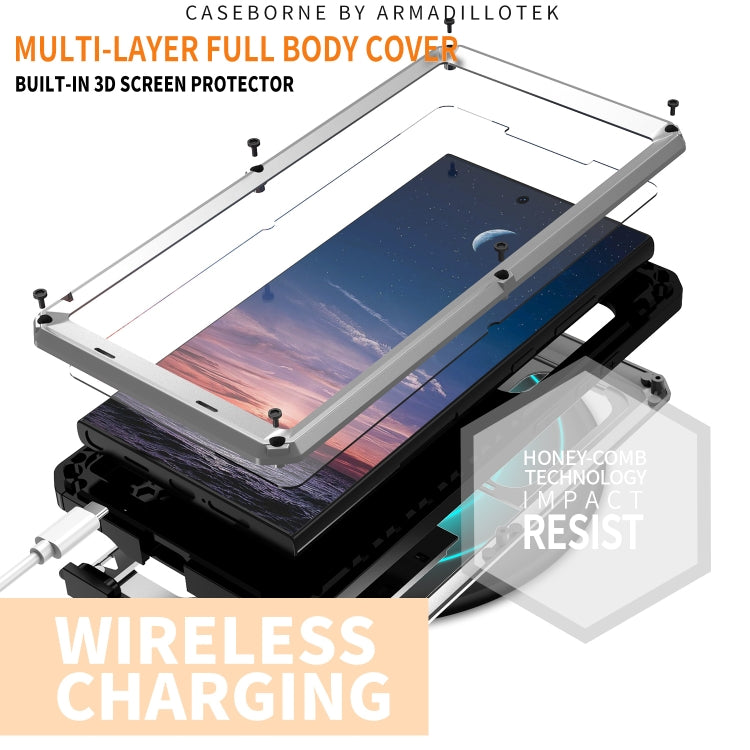 For Samsung Galaxy S24 Ultra 5G R-JUST Sliding Camera Life Water-resistant Holder Phone Case(Silver)