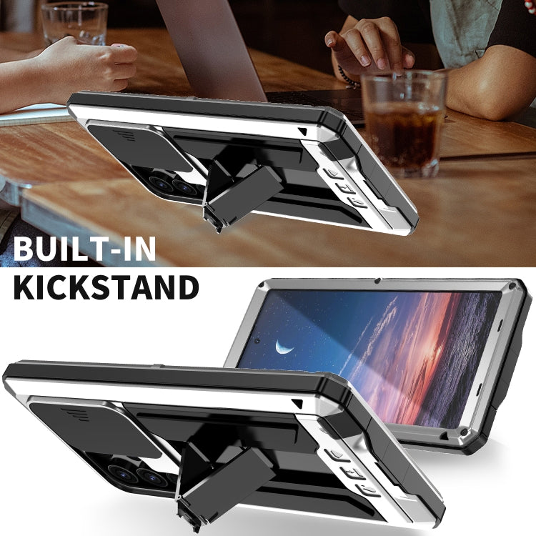 For Samsung Galaxy S24 Ultra 5G R-JUST Sliding Camera Life Water-resistant Holder Phone Case(Silver)