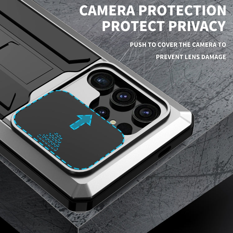 For Samsung Galaxy S24 Ultra 5G R-JUST Sliding Camera Life Water-resistant Holder Phone Case(Silver)