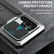 For Samsung Galaxy S24 Ultra 5G R-JUST Sliding Camera Life Water-resistant Holder Phone Case(Silver)
